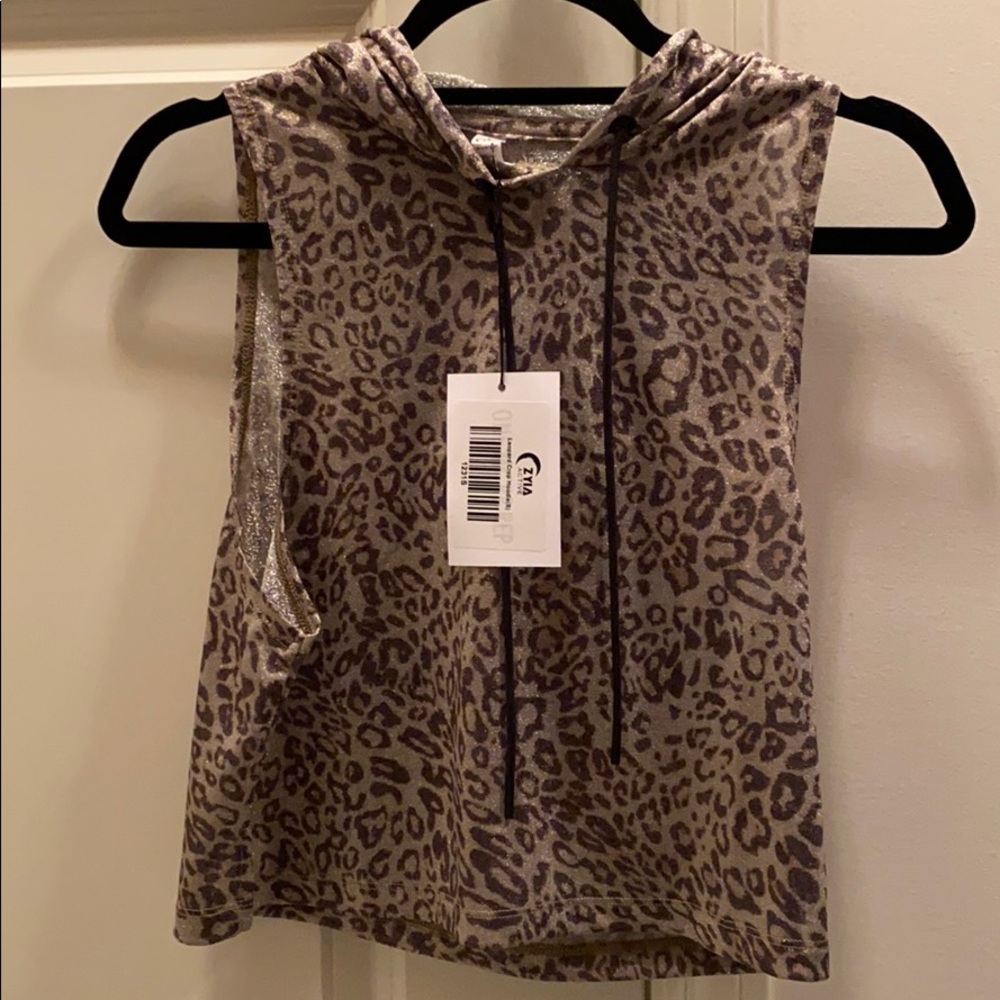 NWT Zyia Leopard Crop Hoodie